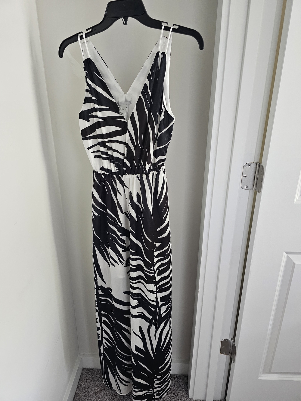 Black ,White & Blue Zebra Print Maxi Dress - Women
